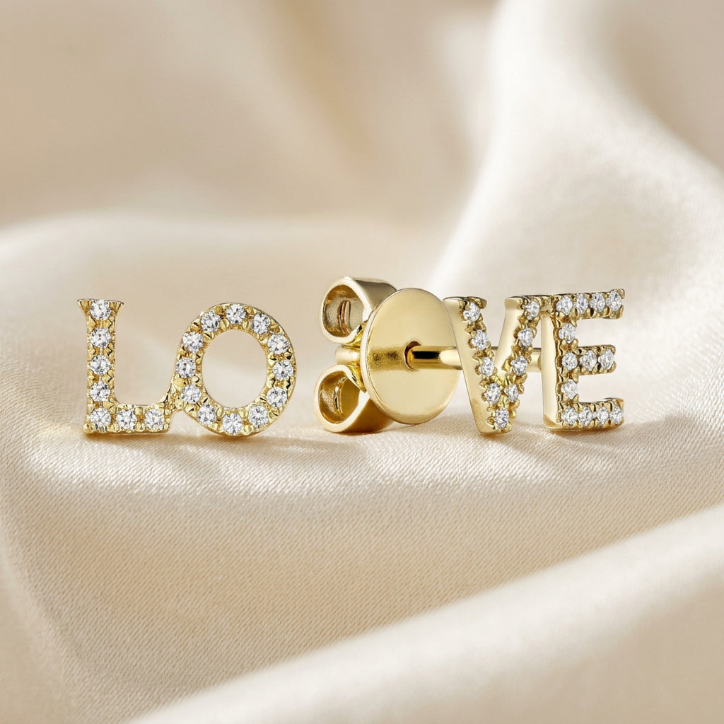 "LOVE" DIamond Stud Earrings