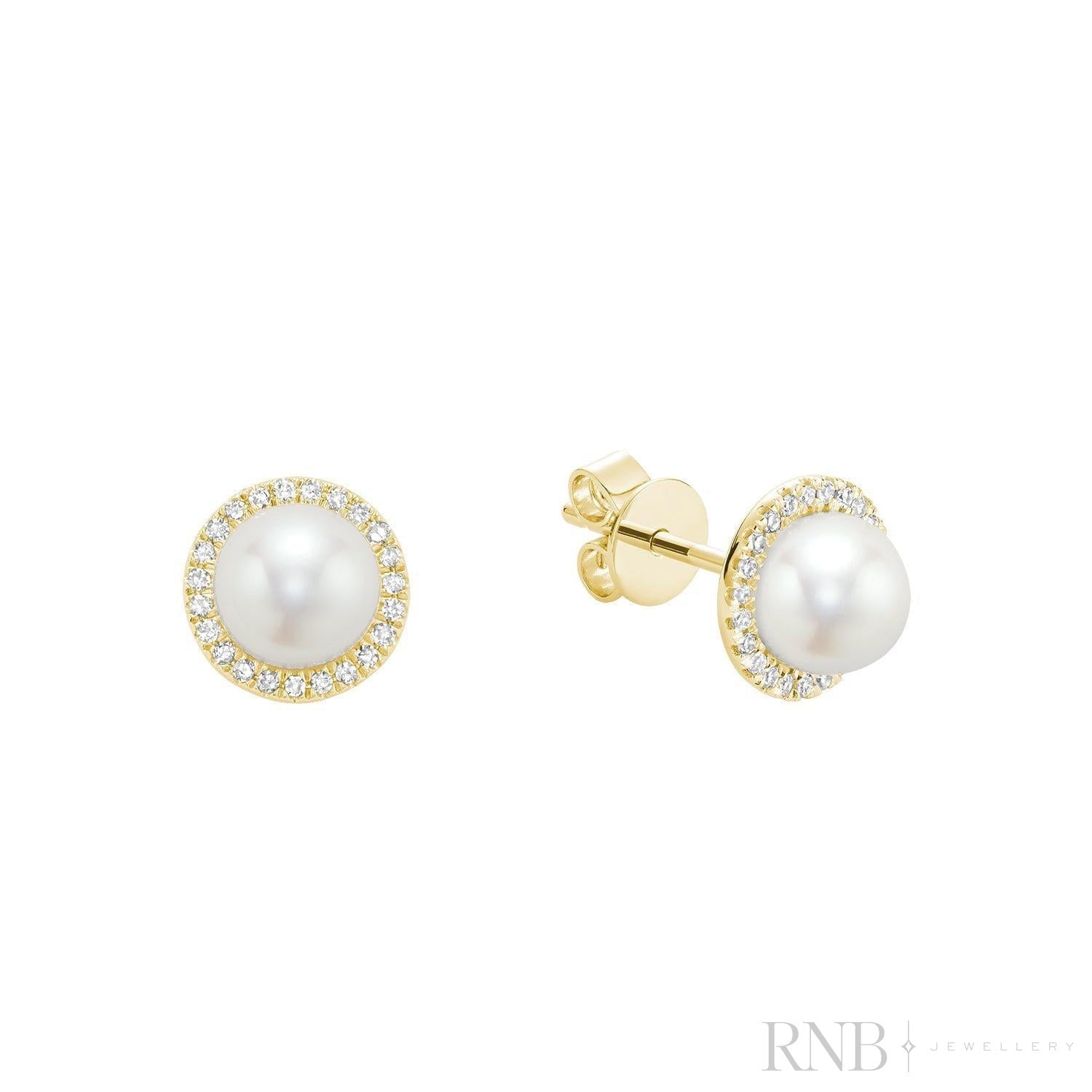 Mini Pearl & Diamond Halo Stud Earrings