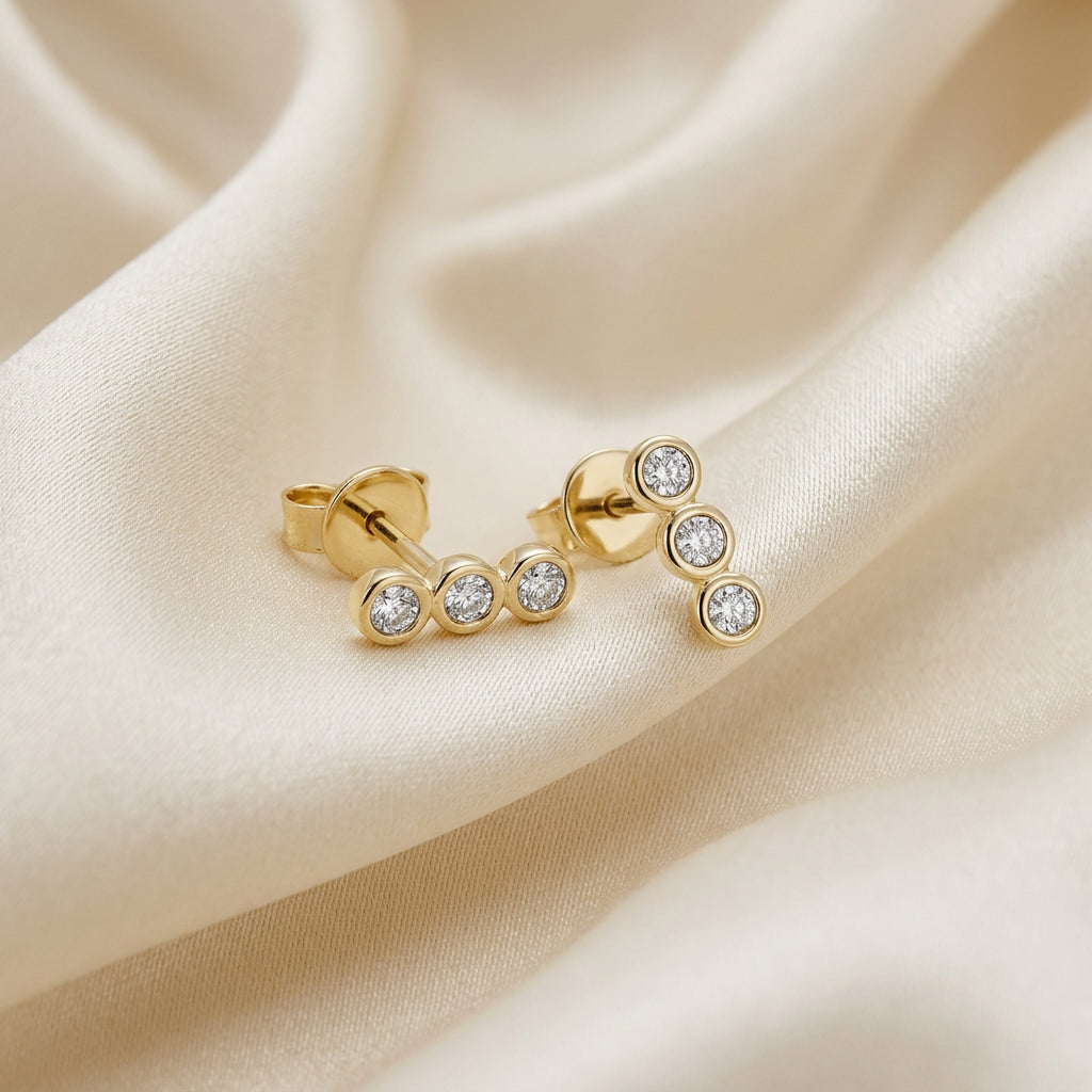 Trinity Bezel Illusion Diamond Stud Earrings