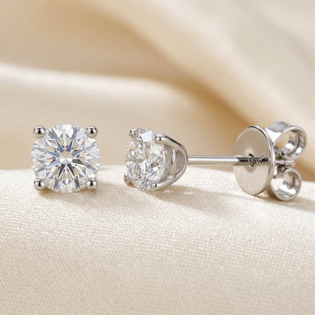 Solitaire Diamond Stud Earrings