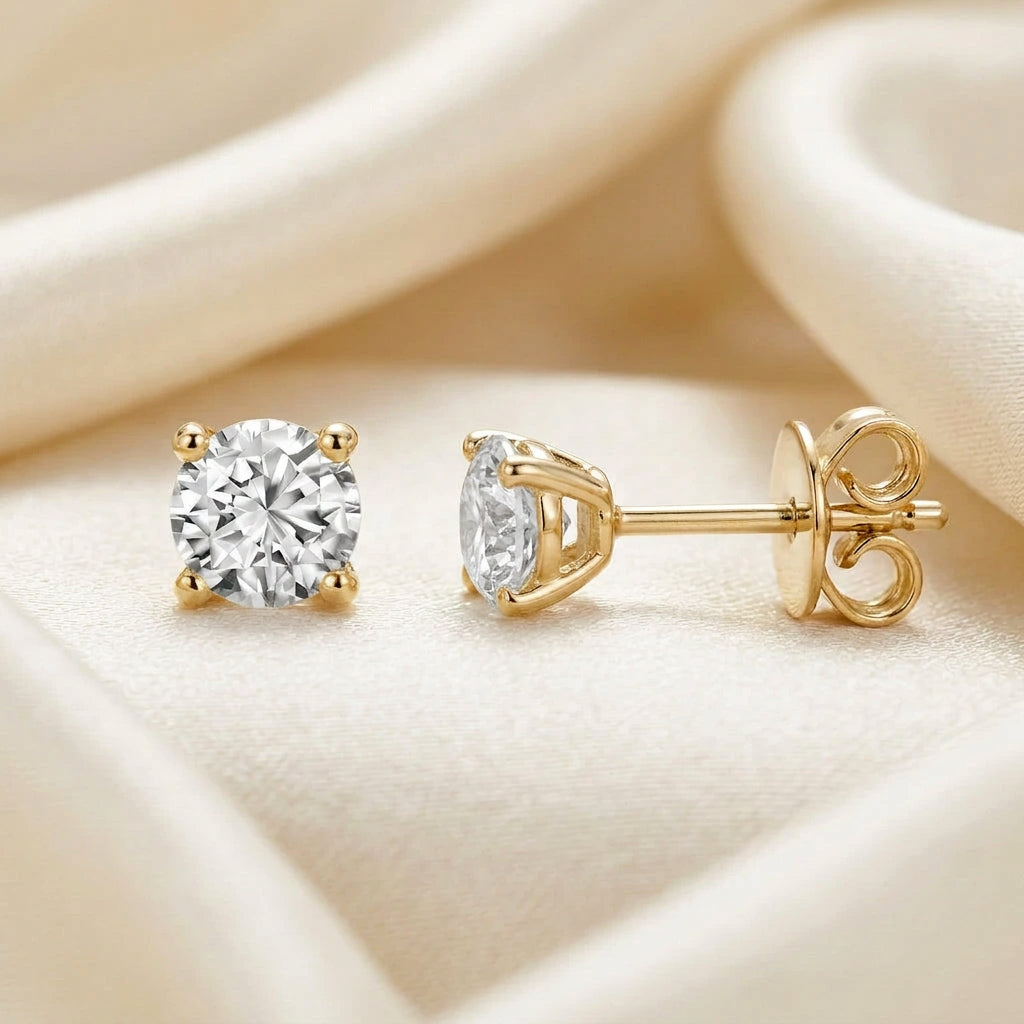 Solitaire Diamond Stud Earrings