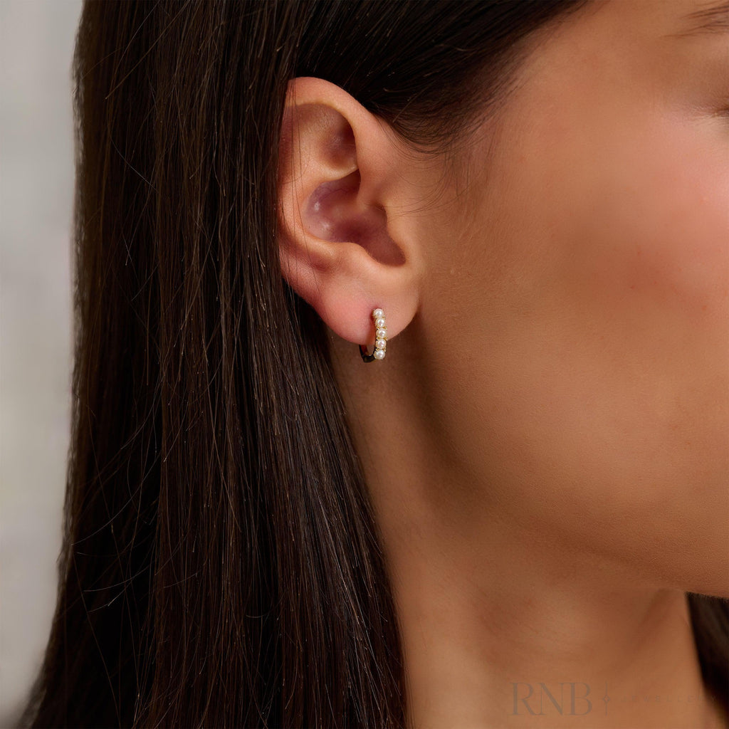 Pearl Huggie Earrings