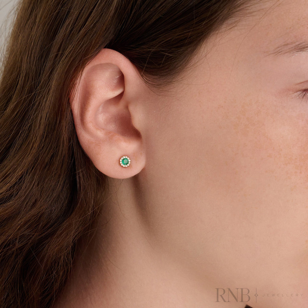 Precious Stone & Halo Diamond Earring