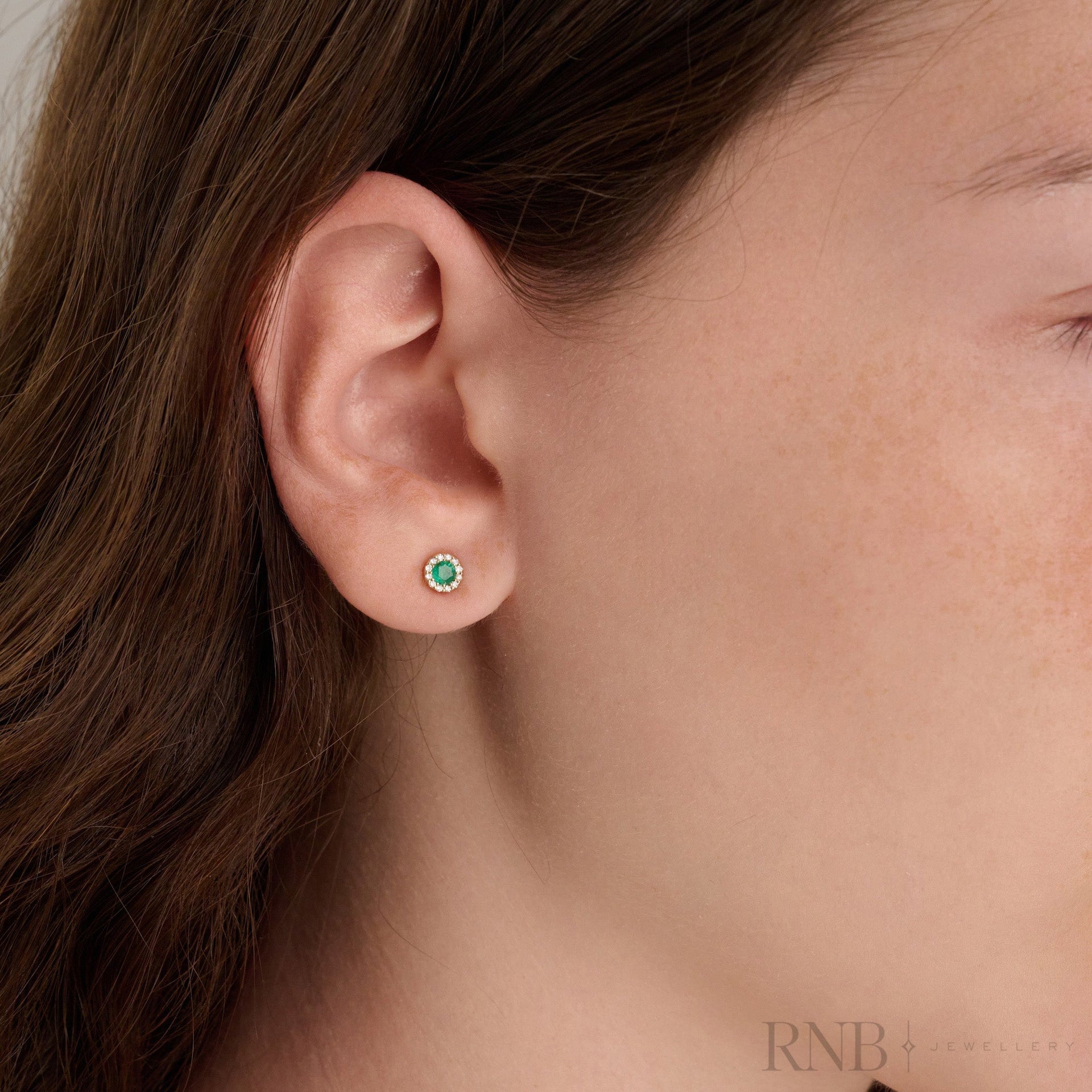 Precious Stone & Halo Diamond Earring