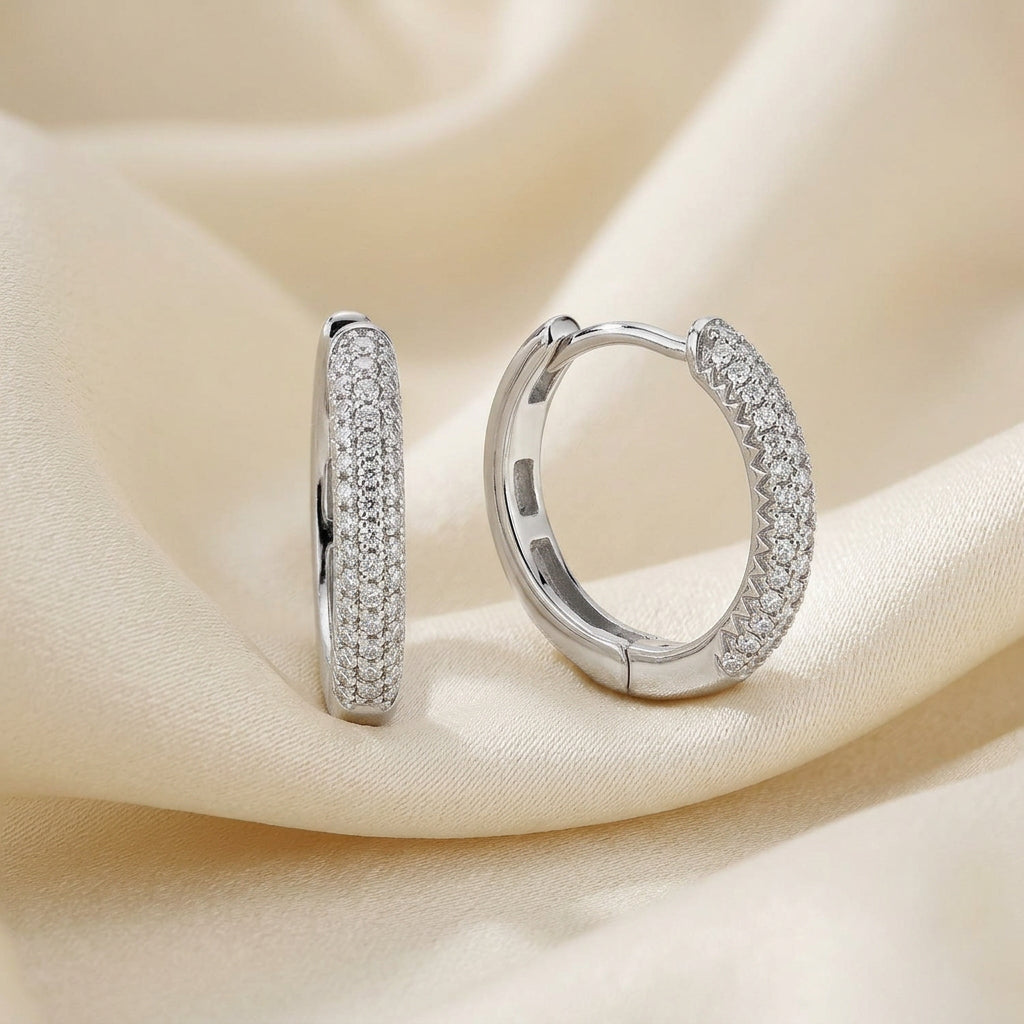 Pave Diamond Huggie Earrings
