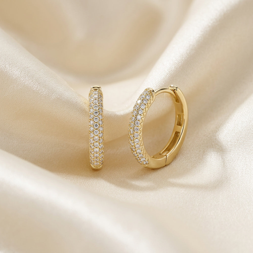 Pave Diamond Huggie Earrings