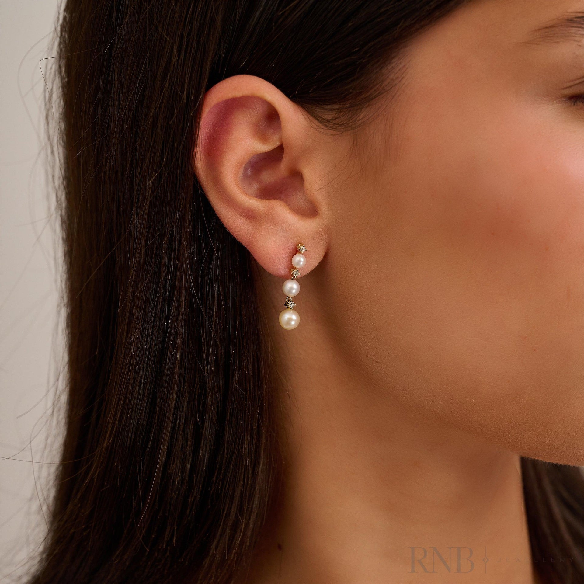 Cultured Pearl & Diamonds Stud Earrings