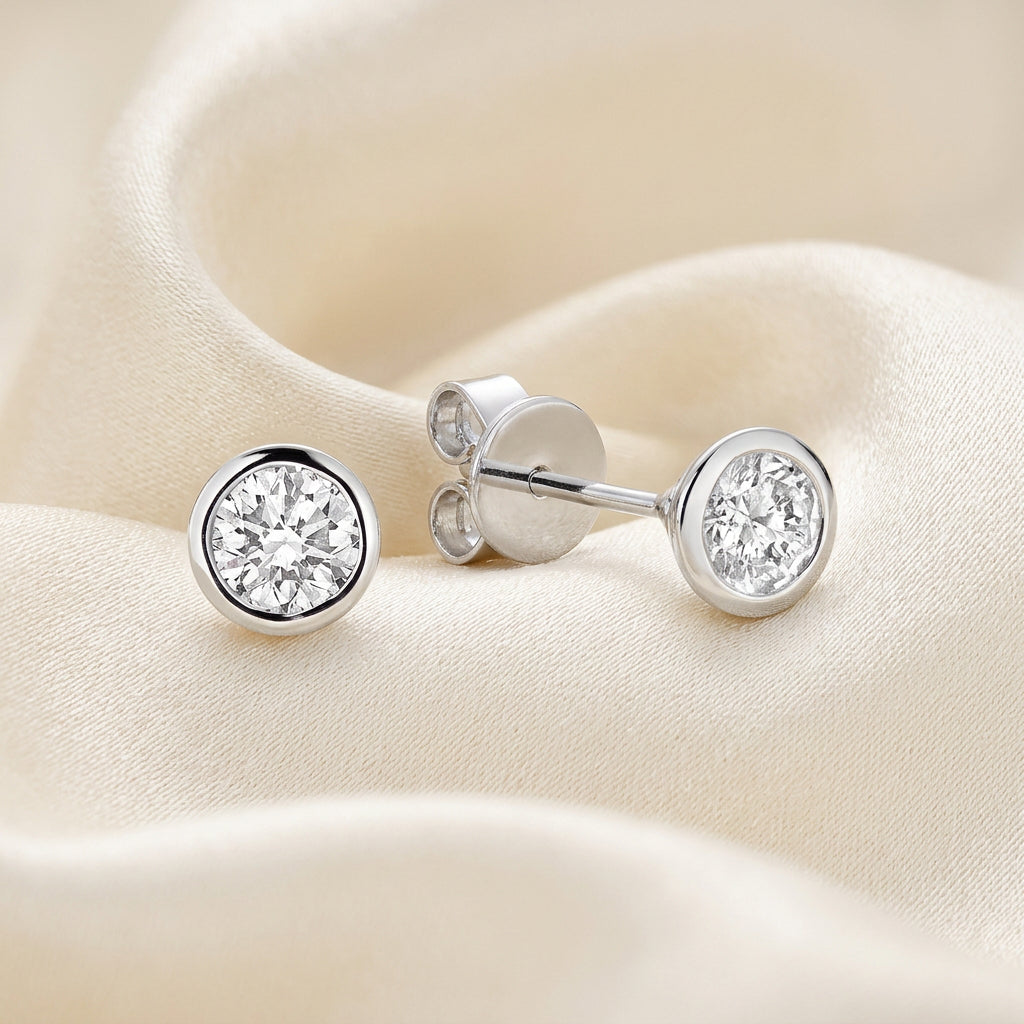 Diamond Bezel Stud Earrings