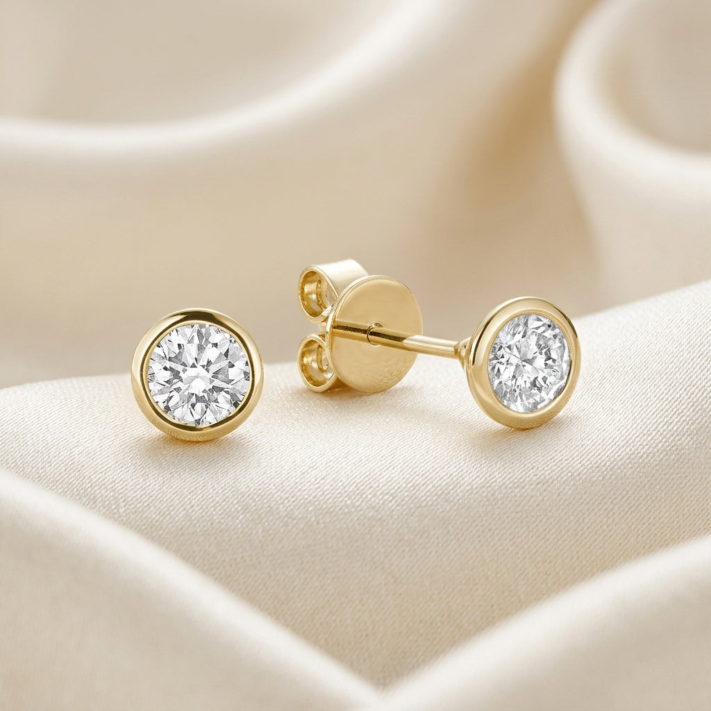 Diamond Bezel Stud Earrings