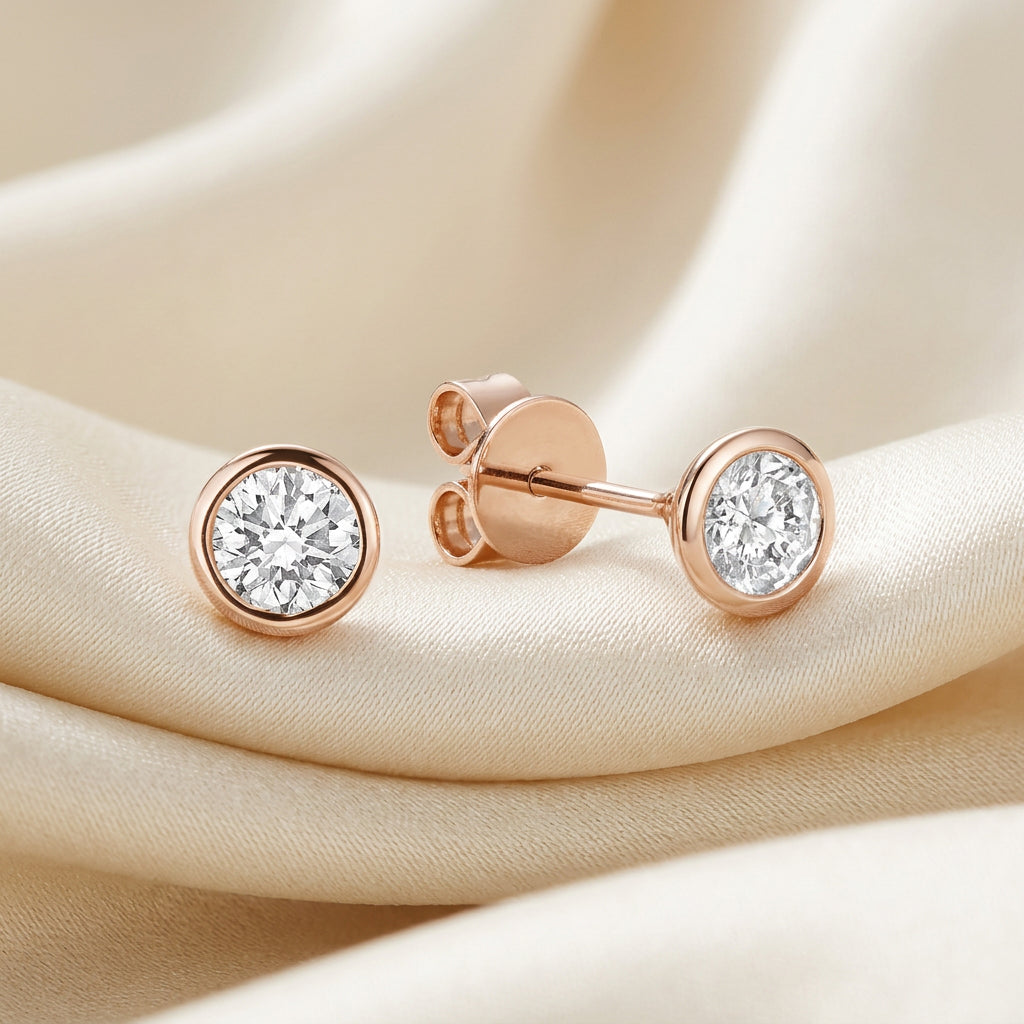 Diamond Bezel Stud Earrings