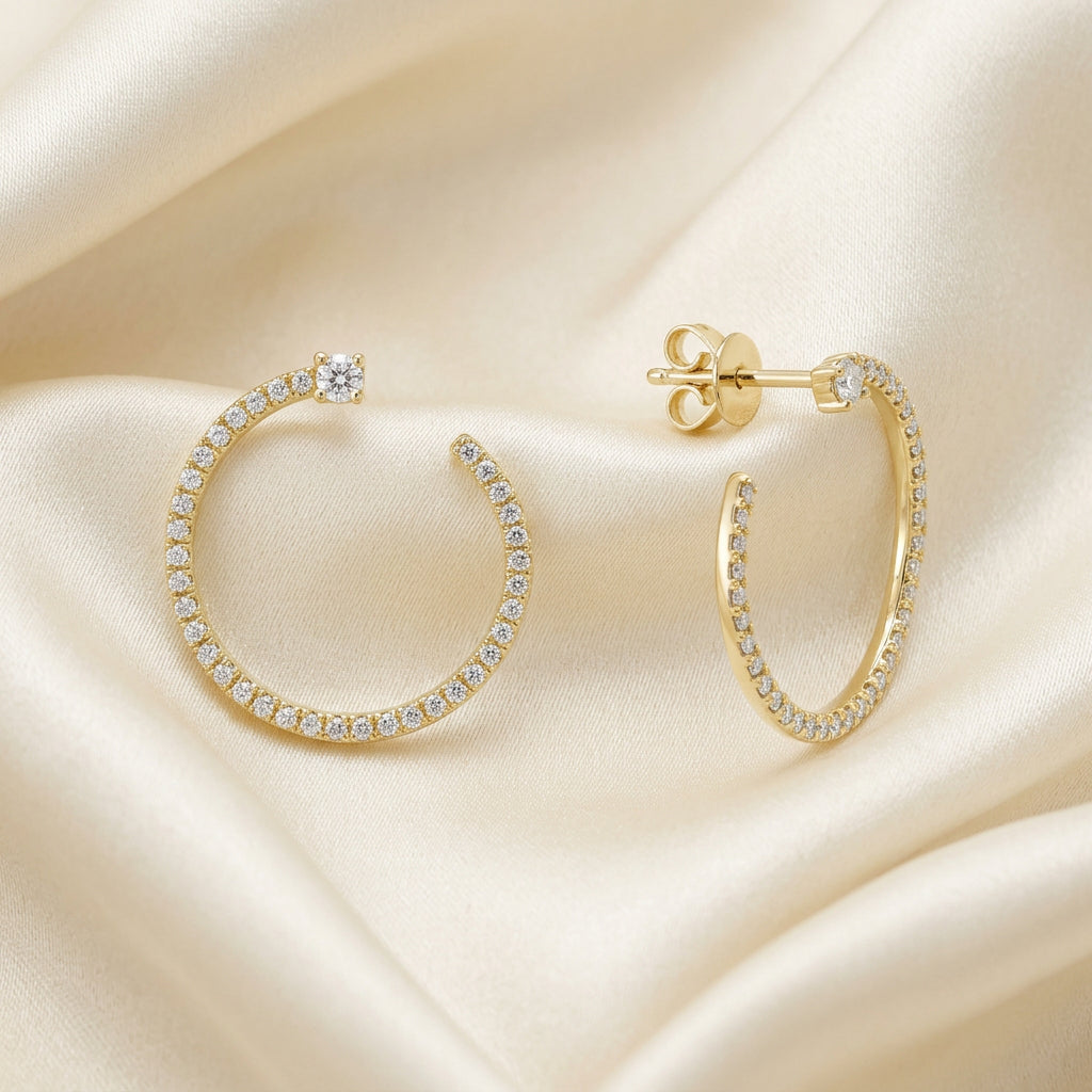 Swirl Diamond Loop Earrings