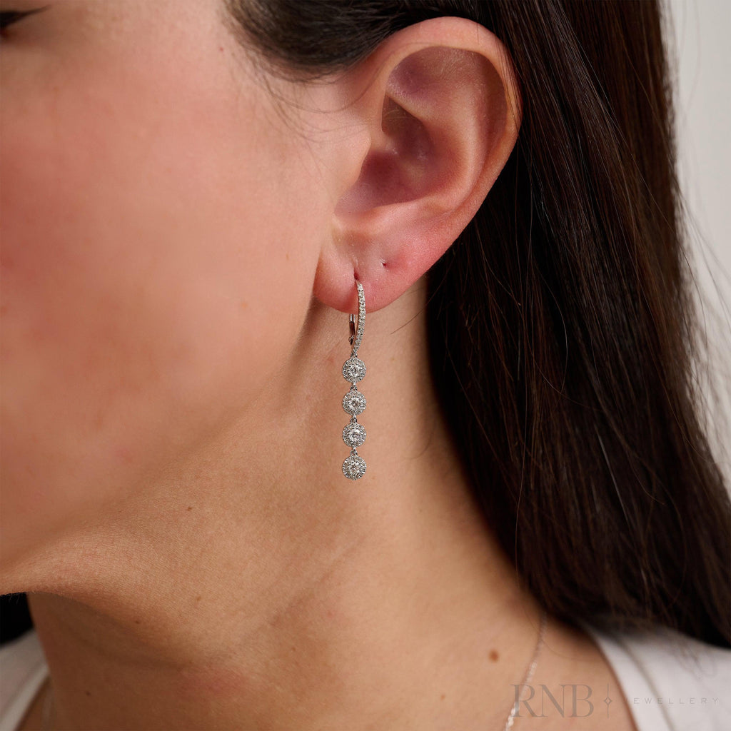 Quadruple Halo Dangle Diamond Earrings