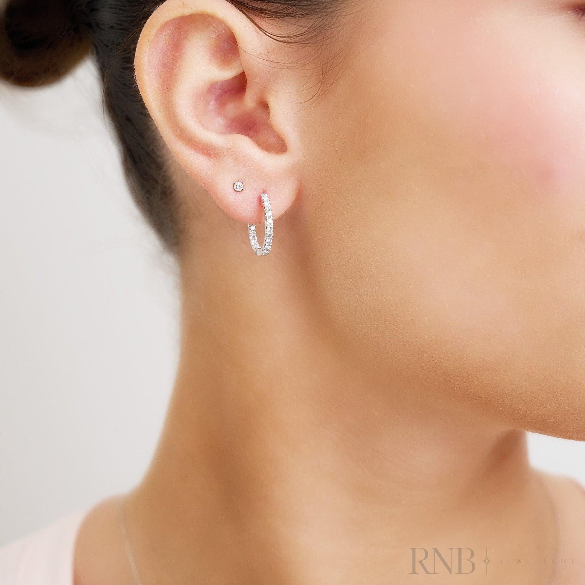 Inside Out Diamond Loop Round Shape Earrings