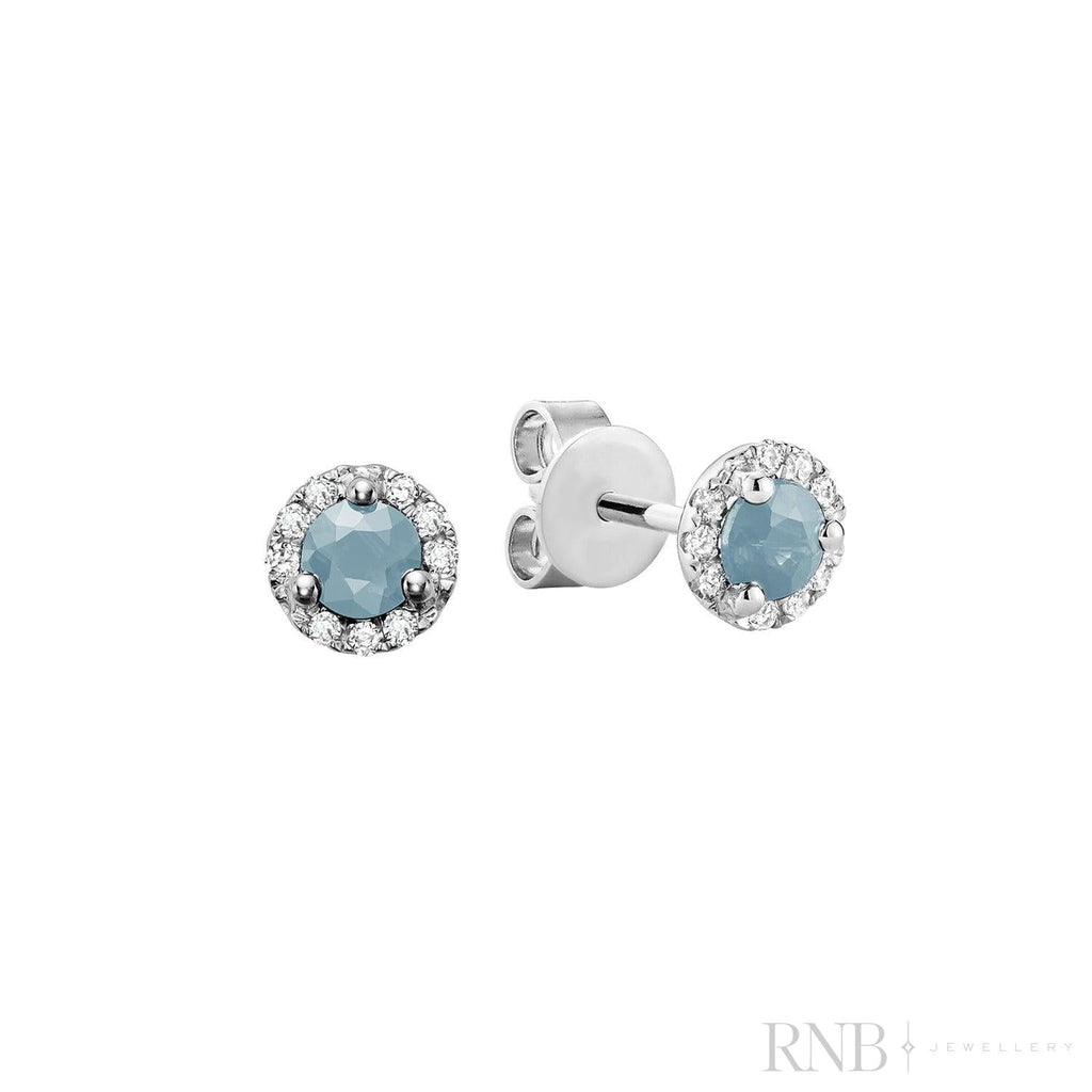 Precious Stone & Diamond Halo Stud Earrings