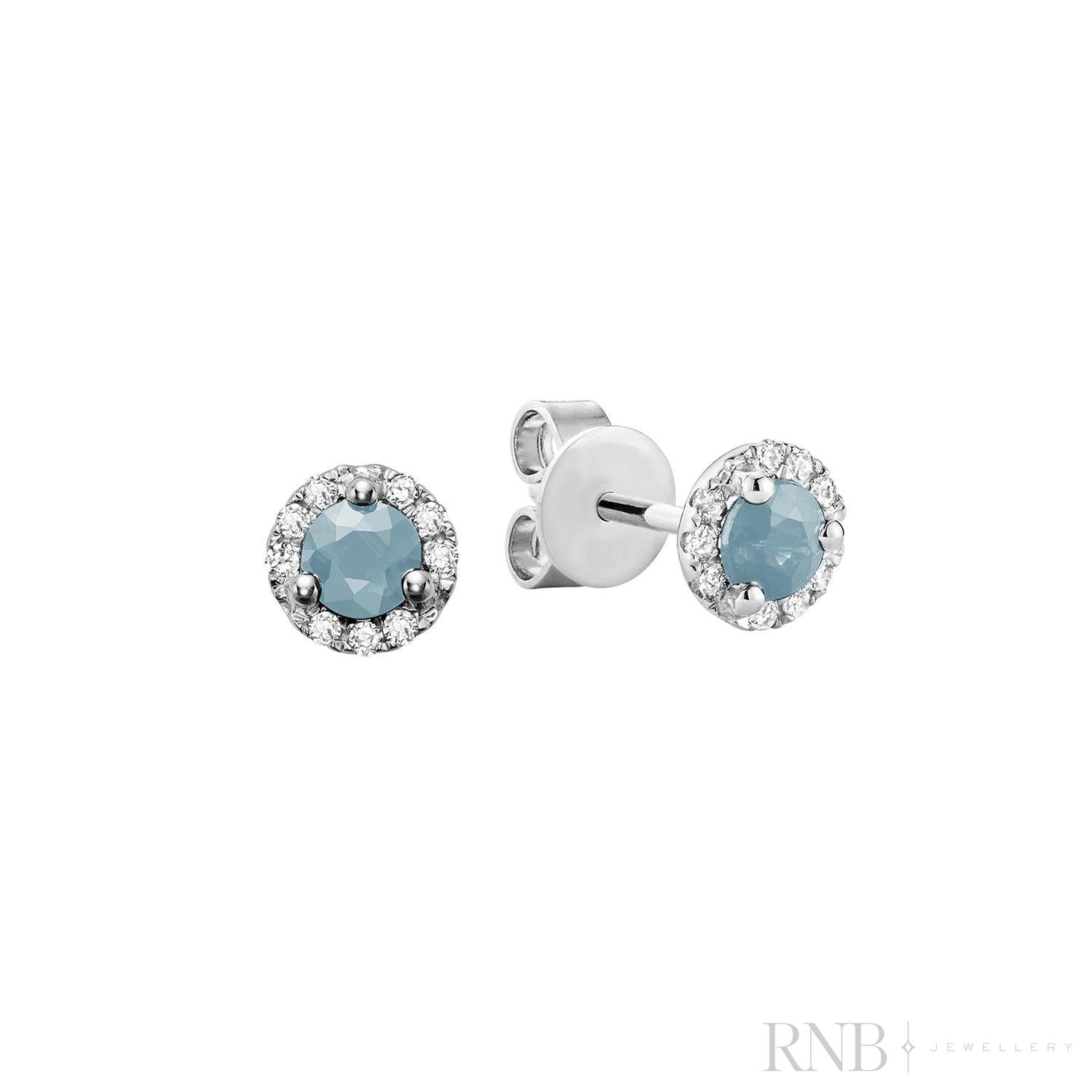 Precious Stone & Diamond Halo Stud Earrings