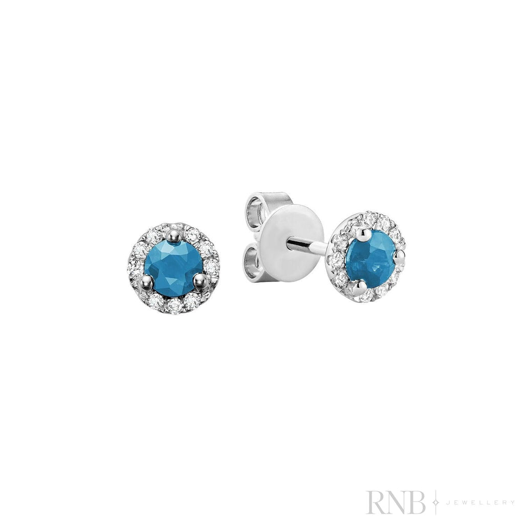 Precious Stone & Diamond Halo Stud Earrings