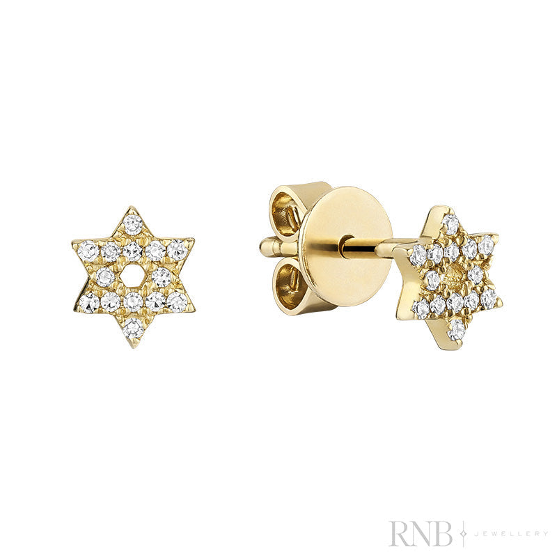Diamond Star Of David Stud Earrings