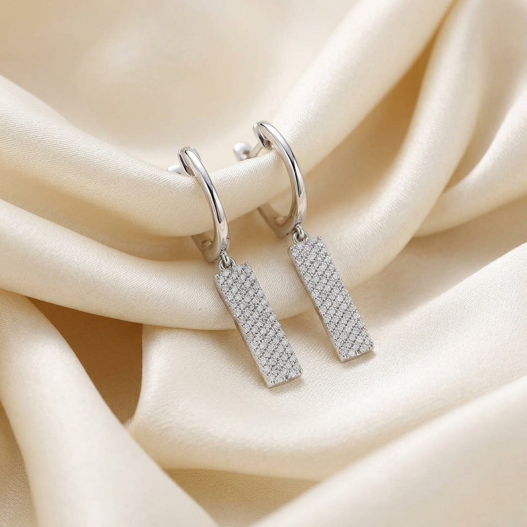 Pave Plate Diamond Dangle Earrings