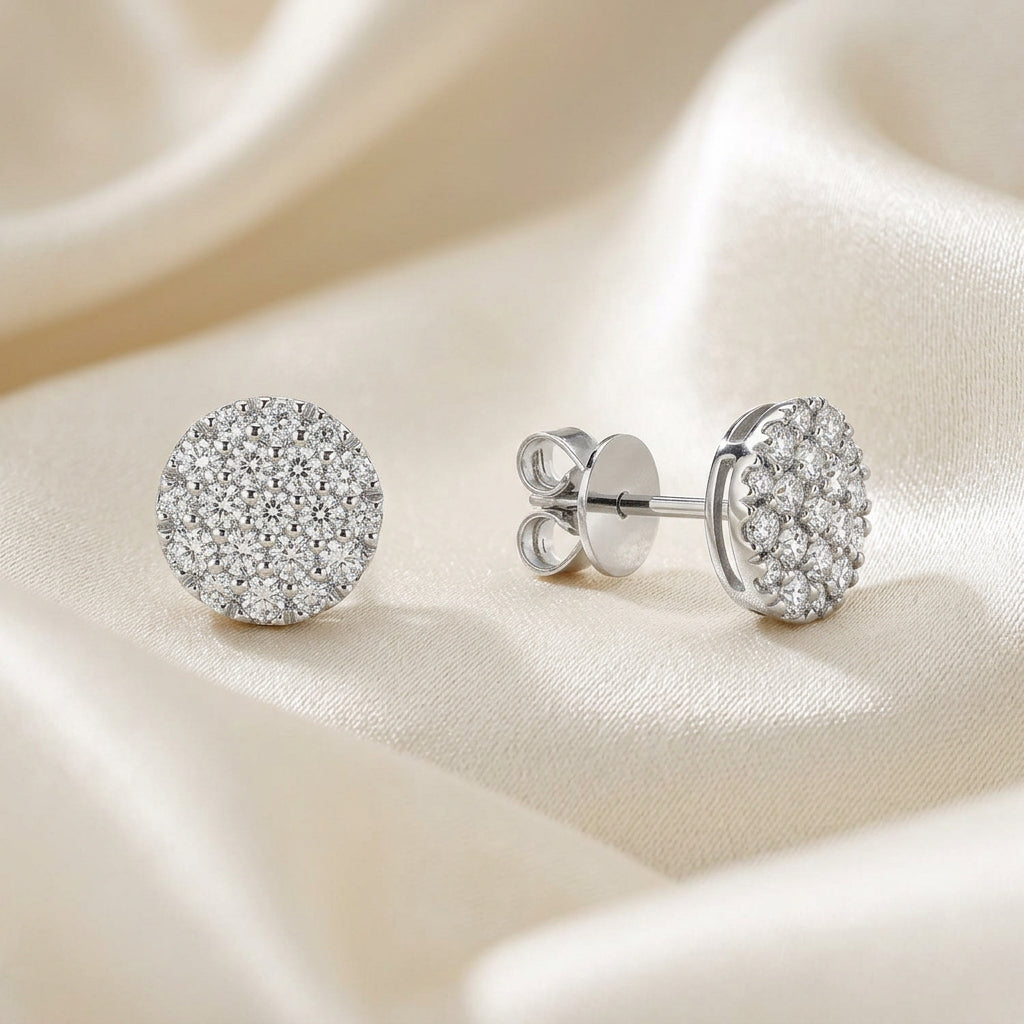 Pave Round Diamond Stud Earrings