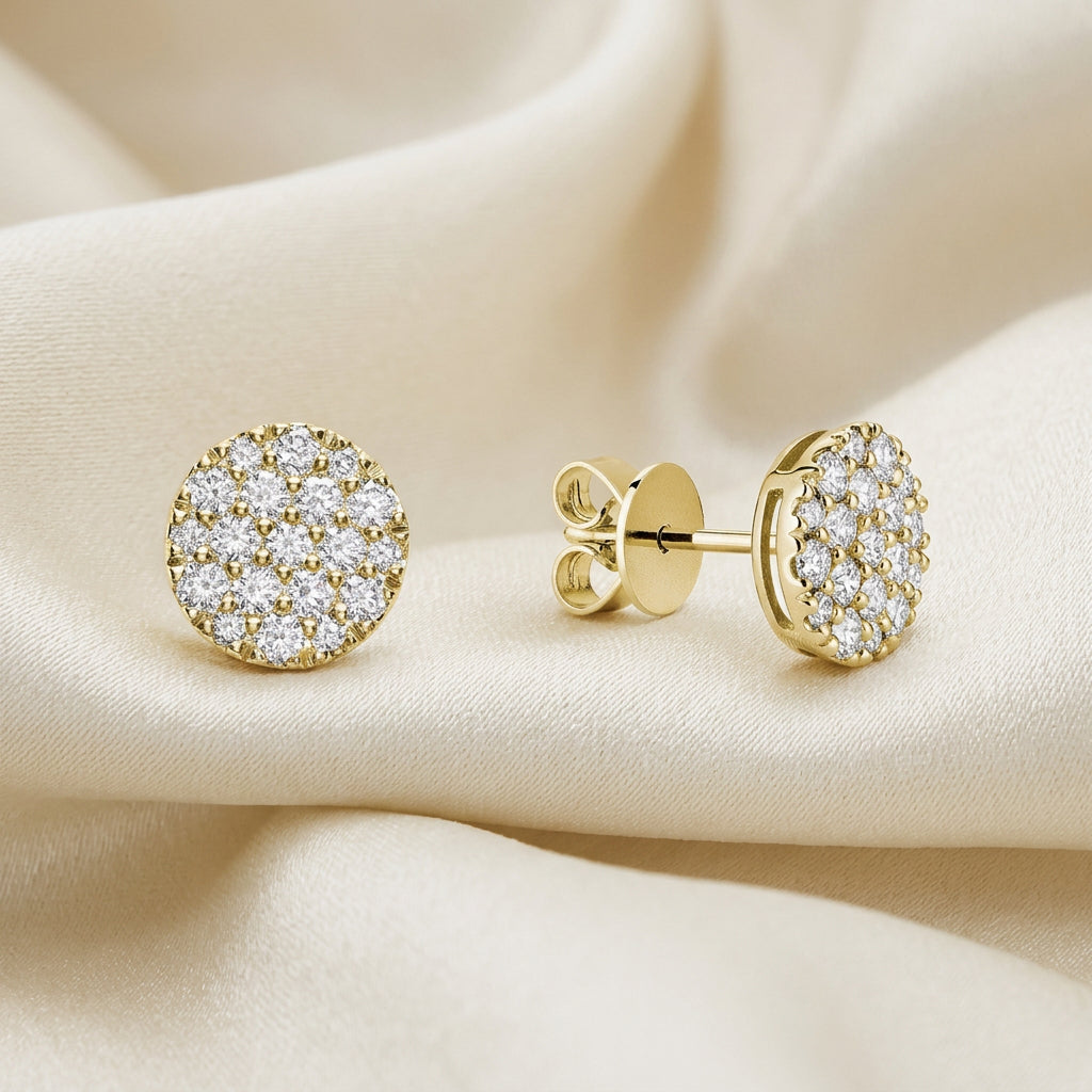 Pave Round Diamond Stud Earrings