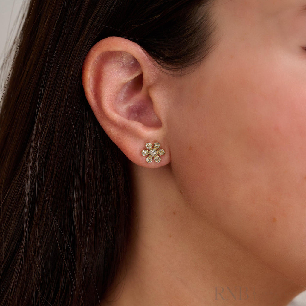 Flower Diamond Stud Earrings