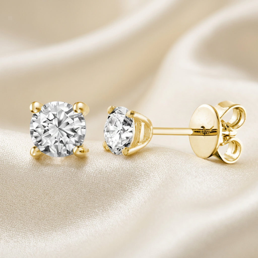 Solitaire Diamond Stud Earrings