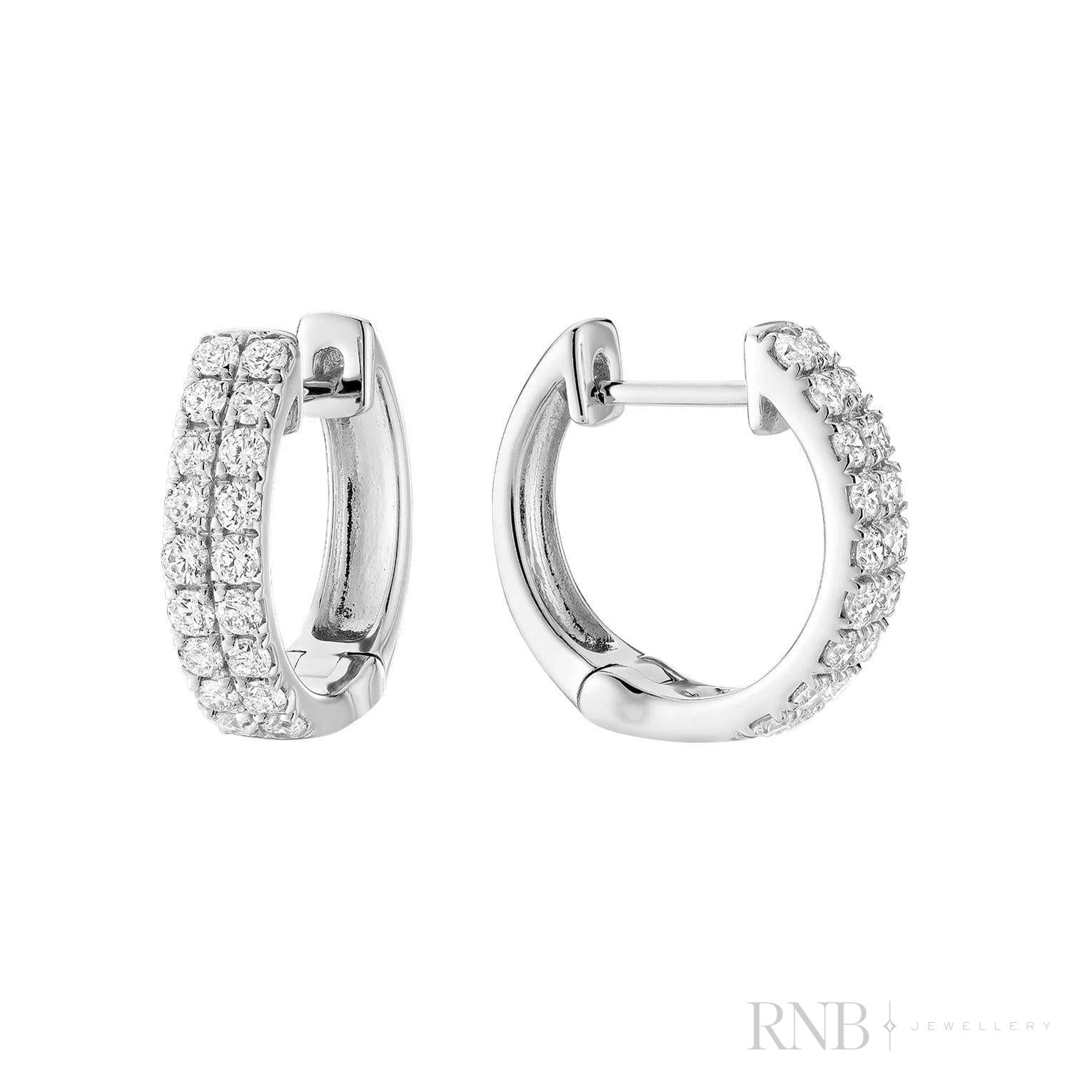 Double Row Diamond Huggie Earrings
