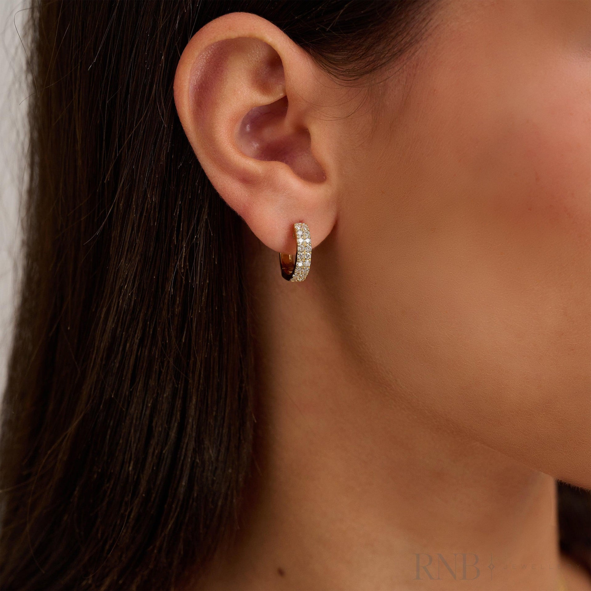 Double Row Diamond Huggie Earrings