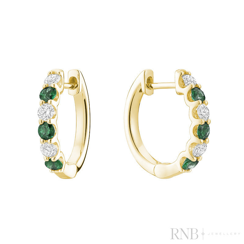 Precious Stone & Diamond Huggie Earrings