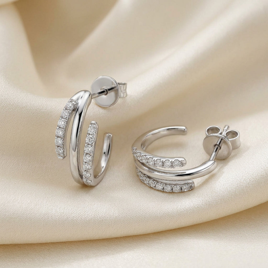 Double Swirl Diamond Earrings