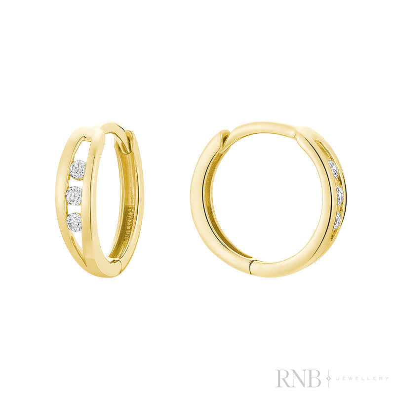 Dainty Trinity Diamond Tension Huggie Earrings