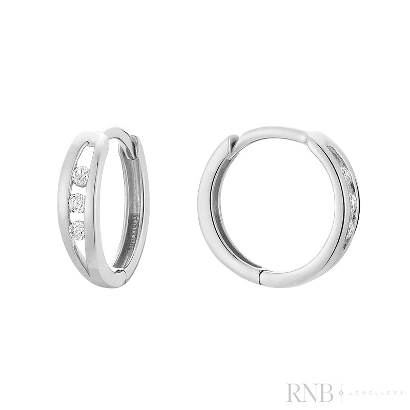 Dainty Trinity Diamond Tension Huggie Earrings