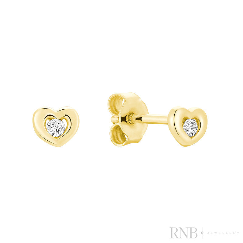 Mini Heart Diamond Stud Earrings