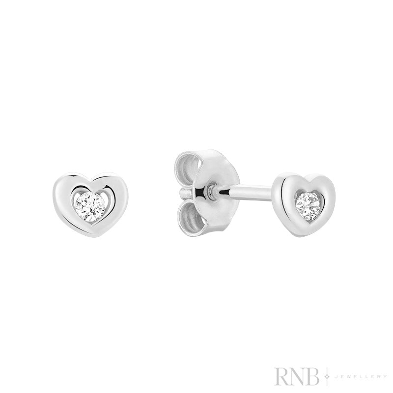 Mini Heart Diamond Stud Earrings