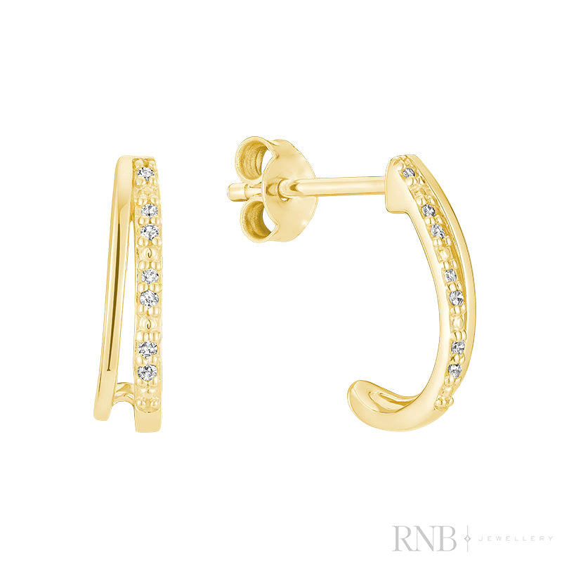Stud Double Row Ear wrap Diamond Earrings