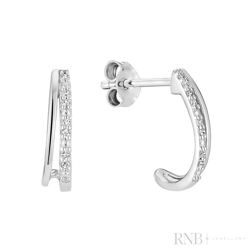 Stud Double Row Ear wrap Diamond Earrings
