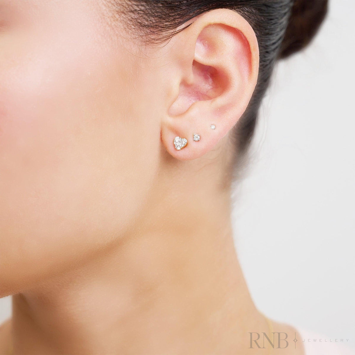 Pave Heart Diamond Stud Earrings