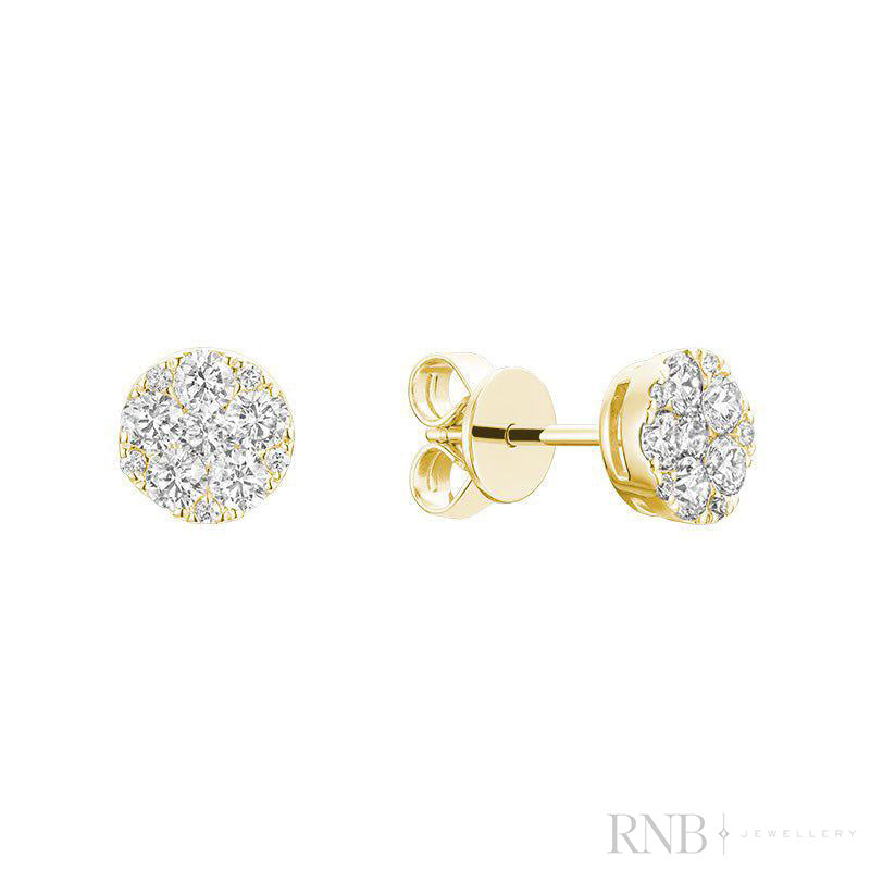 Pave Round Diamond Stud Earrings