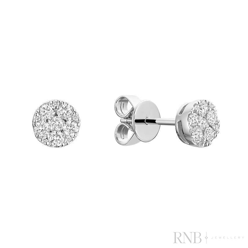 Pave Round Diamond Stud Earrings