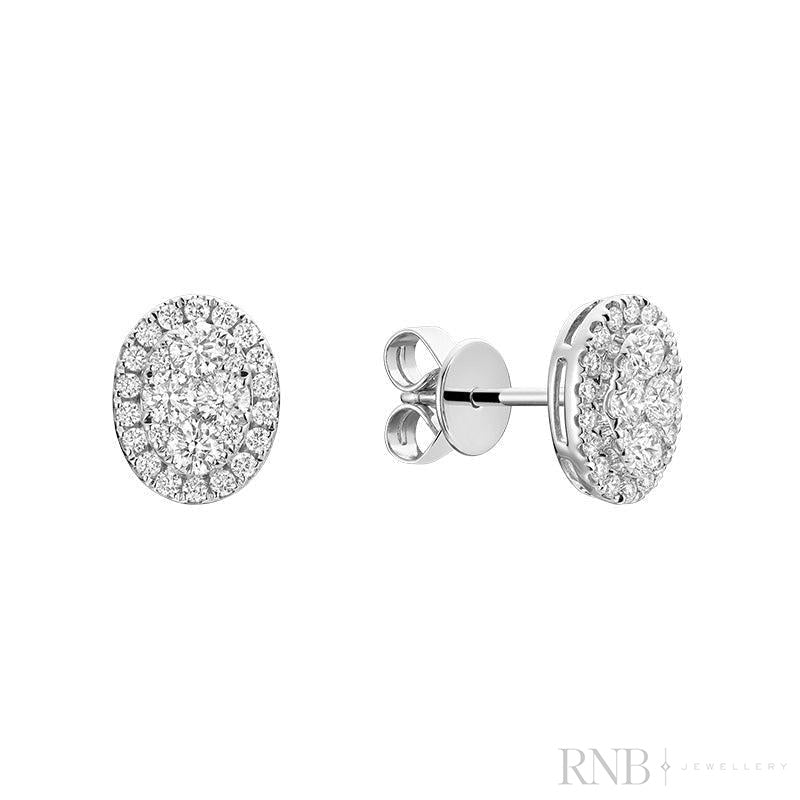Pave Oval Diamond Stud Earrings