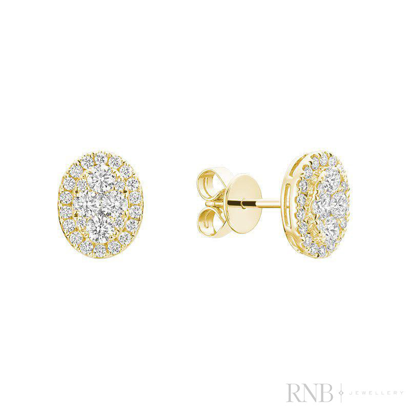 Pave Oval Diamond Stud Earrings