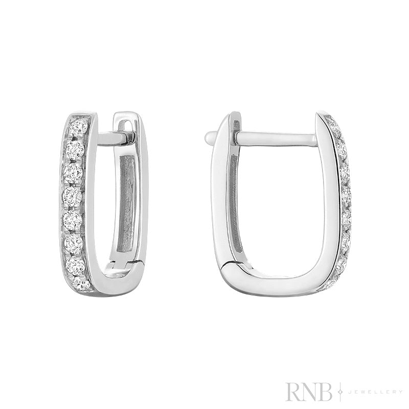 Small Symmetrical Oval Diamond Loop Earrings