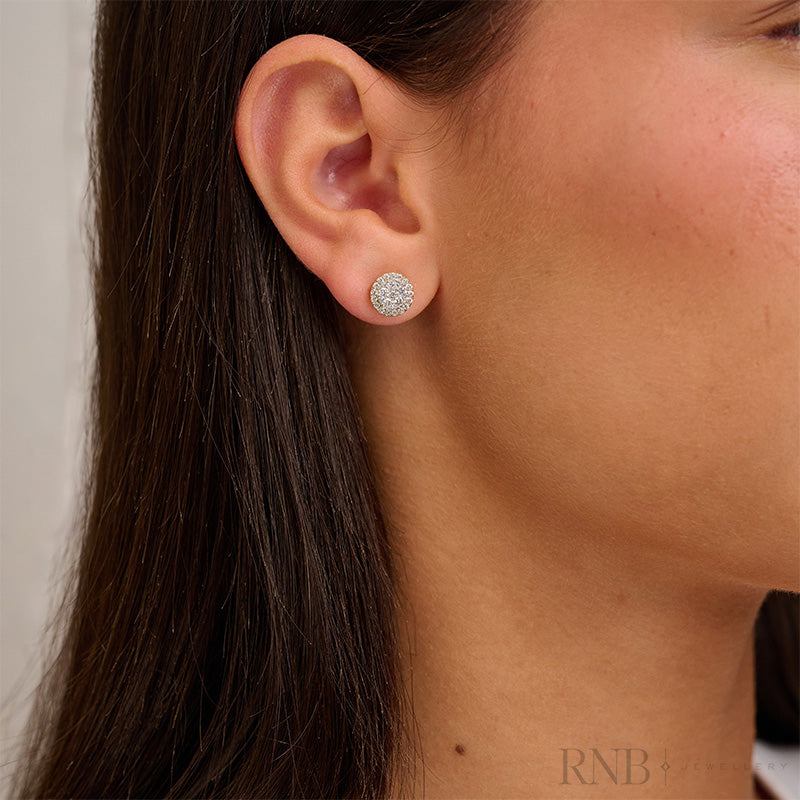 Pave Circle Diamond Stud Earrings