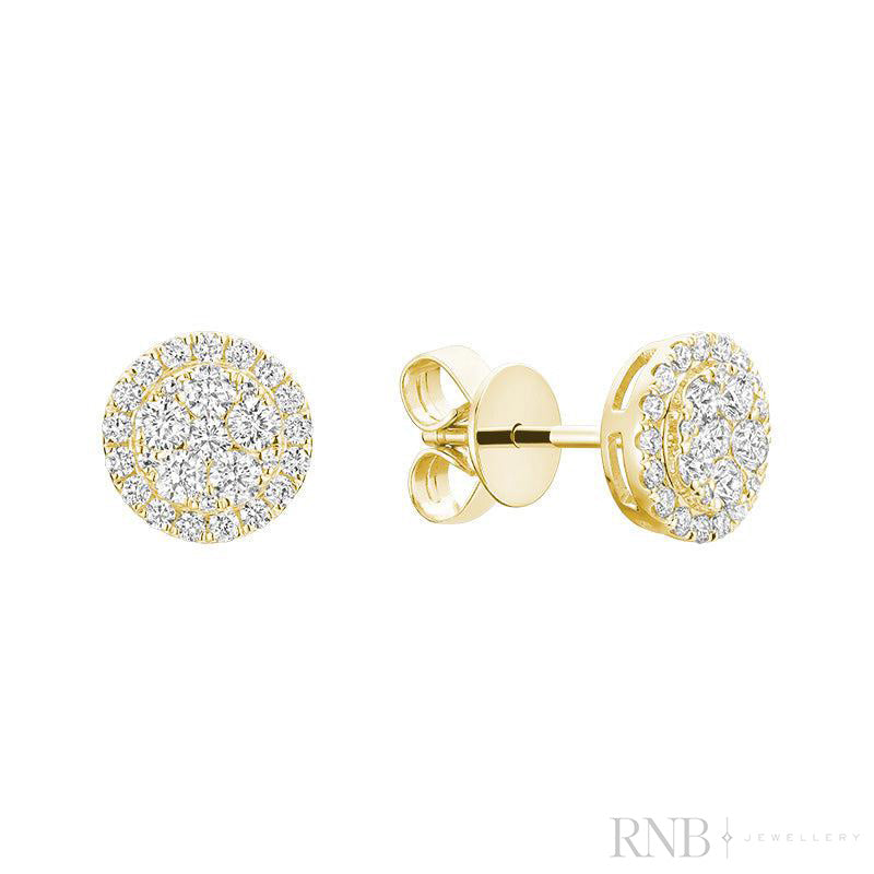 Pave Circle Diamond Stud Earrings