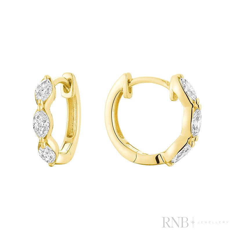 Dainty Marquise Diamond Huggie Earrings