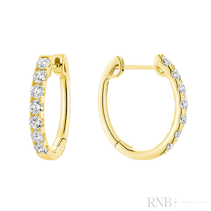 Medium Oval Diamond Huggie Earrings
