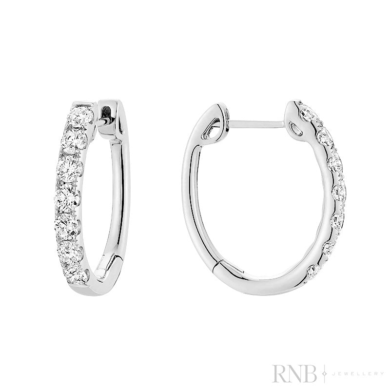 Medium Oval Diamond Huggie Earrings