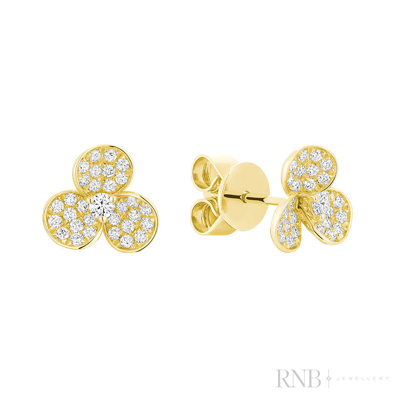 Three Leaf Clover Diamond Stud Earrings