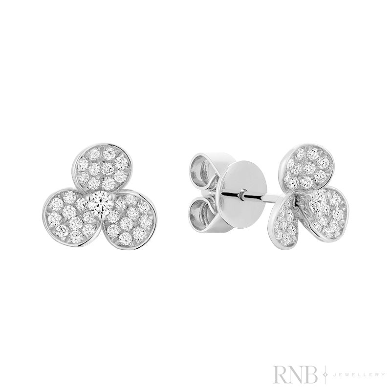 Three Leaf Clover Diamond Stud Earrings