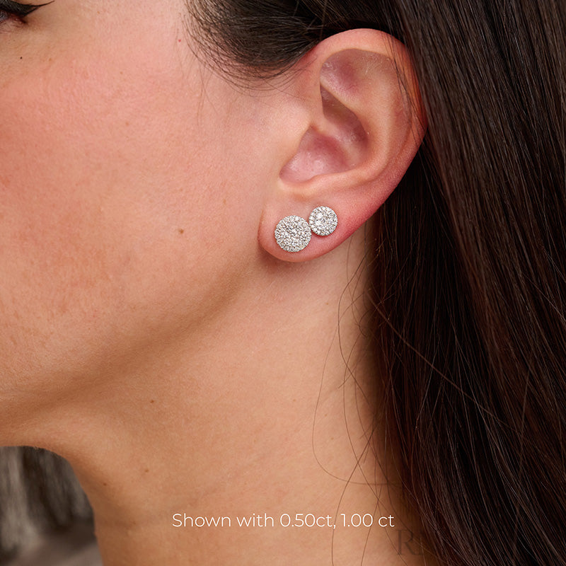 Pave Circle Diamond Stud Earrings